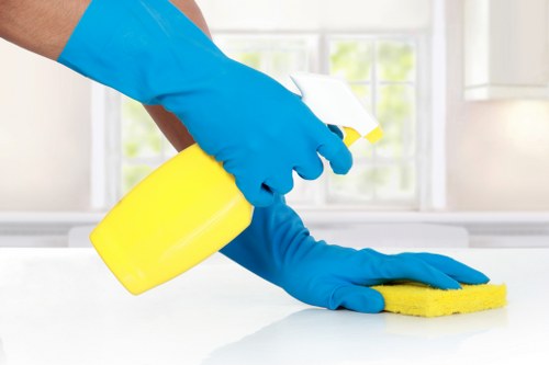Commercial cleaning team maintaining a workplace environment